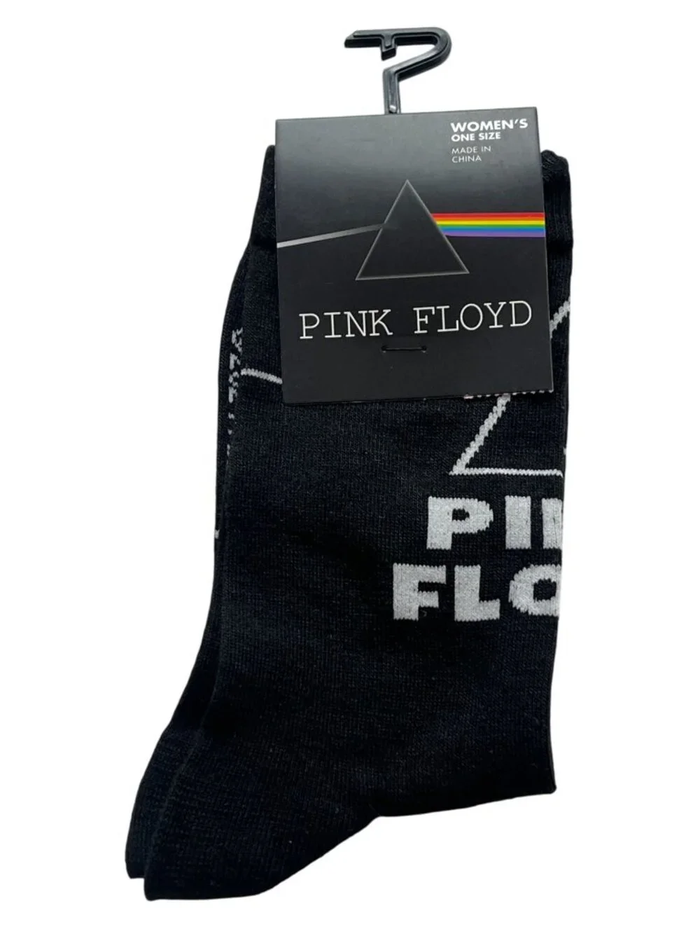 Pink Floyd Crew Socks Black Rock Band Graphic Womens One Size NWT